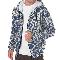 Beige Blue Polynesian Sherpa Hoodie - Polynesian Pride
