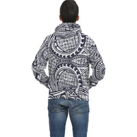 Blue White Polynesian Pattern Zip Hoodie - Polynesian Pride