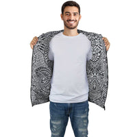 Black White Polynesian Inside Print Zip Hoodie - Polynesian Pride