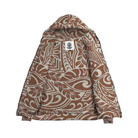 Brown Palm Polynesian Inside Print Zip Hoodie - Polynesian Pride