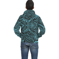 Blue Palm Polynesian Inside Print Zip Hoodie - Polynesian Pride