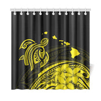 Hawaii Map Plumeria Polynesian Yellow Turtle Shower Curtain - Polynesian Pride