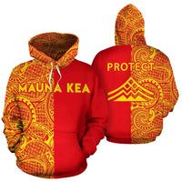 Hawaii Mauna Kea Polynesian Zip up Hoodie The Half Yelllow and Red Unisex Red - Polynesian Pride