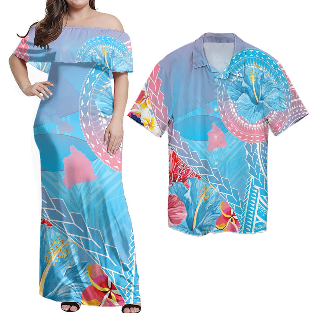 Hawaiian Matching Dress and Hawaiian Shirt Hawaii Map Sweet Dream Kanaka Polynesian Hibiscus RLT14 - Polynesian Pride