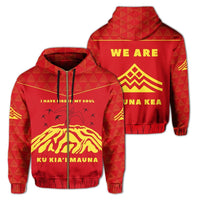 I Have Fire In My Soul Mauna Kea Zip up Hoodie Unisex Red - Polynesian Pride