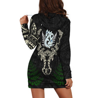 Aotearoa Fern Hoodie Dress Maori Manaia and Fish LT13 - Polynesian Pride