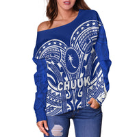 (Custom Personalised) Chuuk Micronesia Off Shoulder Sweater Simple Pattern LT13 - Polynesian Pride