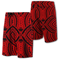 Hawaii Polynesian Tradition Board Shorts Red Men Red - Polynesian Pride