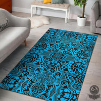 Polynesian Blue And Black Area Rug Black - Polynesian Pride