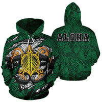 Honu Polynesian Green Hawaii Turtle Hoodie Unisex Green - Polynesian Pride