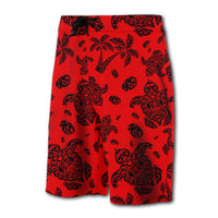 Hawaii Polynesian Turtle Palm And Sea Pebbles Board Shorts Red - Polynesian Pride