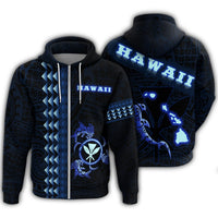 Hawaiian Polynesian Kanaka and Shark Zipper Hoodie Light Style Unisex Art - Polynesian Pride