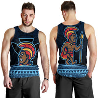Hawaiian - Polynesian Kanaka Warrior Men's Tank Top - Strong Style - AH Blue - Polynesian Pride
