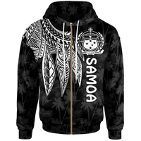 Samoa Zip up Hoodie Polynesian Wings (White) Unisex White - Polynesian Pride