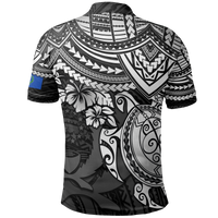 Pohnpei Polo Shirt Pohnpei Flag White Turtle Hibiscus - Polynesian Pride