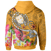 Fiji Custom Zip up Hoodie Turtle Plumeria (Gold) - Polynesian Pride