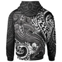 Polynesian Zip up Hoodie White Shark Polynesian Tattoo - Polynesian Pride