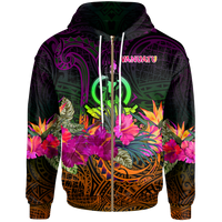 Vanuatu Zip up Hoodie Summer Hibiscus Unisex Reggae - Polynesian Pride