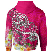 Polynesian Zip up Hoodie Blue Plumeria Pink Color - Polynesian Pride