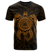 American Samoa Polynesian T Shirt Vintage Polynesian Turtle (Golden) Unisex Golden - Polynesian Pride