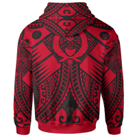 Pohnpei Zip up Hoodie Red Seal with Polynesian Tattoo - Polynesian Pride