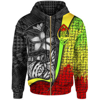Guam Polynesian Zip up Hoodie Reggae Turtle with Hook Unisex REGGAE - Polynesian Pride