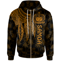 Samoa Zip up Hoodie Polynesian Wings (Golden) Unisex Golden - Polynesian Pride