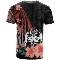 Tonga Custom T Shirt Red Polynesian Hibiscus Pattern Style - Polynesian Pride