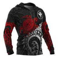 Polynesian Hawaii Hoodie Polynesian Turtle (Red) - Polynesian Pride
