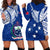 (Custom Personalised) Samoa Siapo Hoodie Dress Sporty Mix Barkcloth Panel LT13 Blue - Polynesian Pride