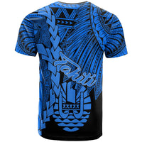Tahiti Polynesian Custom T Shirt Tribal Wave Tattoo Blue - Polynesian Pride
