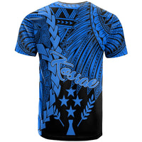 Kosrae Micronesia T Shirt Tribal Wave Tattoo Blue - Polynesian Pride