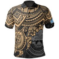 Federated States of Micronesia Polo Shirt Federated States of Micronesia Flag Seal Golden Turtle Hiciscus Unisex BLACK - Polynesian Pride