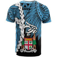 Fiji Polynesian Custom T Shirt Tribal Wave Tattoo Flag Style - Polynesian Pride
