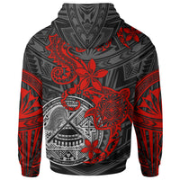 American Samoa Polynesian Hoodie Red Seahorse Turtle - Polynesian Pride
