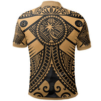 Chuuk Custom Polo Shirt Gold Seal with Polynesian Tattoo - Polynesian Pride