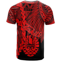 Tahiti Polynesian T Shirt Tribal Wave Tattoo Red - Polynesian Pride