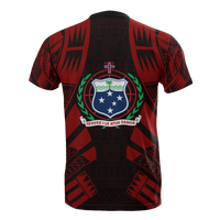 Samoa T Shirt Samoan Coat of Arms Polynesian Tattoo Red Style - Polynesian Pride