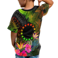 Cook Islands Polynesian T Shirt Hibiscus and Banana Leaves - Polynesian Pride