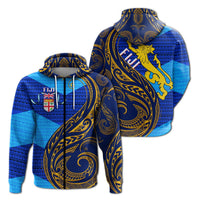 Fiji Zip up Hoodie Flags Color With Gold Polynesian Pattern LT20 Unisex Green - Polynesian Pride