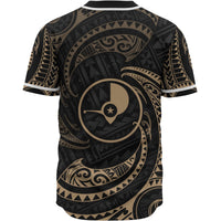 Yap Micronesia Custom Personalised Baseball Shirt - Gold Tribal Wave - Polynesian Pride