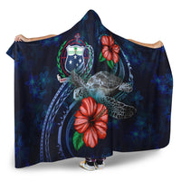Samoa Polynesian Hooded Blanket - Blue Turtle Hibiscus - Polynesian Pride