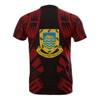 Tuvalu T Shirt Tuvaluan Coat of Arms Polynesian Tattoo Red Style - Polynesian Pride