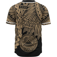 American Samoa Polynesian Custom Personalised Baseball Shirt - Tribal Wave Tattoo Gold - Polynesian Pride