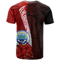 Federated States of Micronesia Custom T Shirt Coat of Arm With Hibiscus - Polynesian Pride