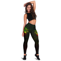 Tonga Polynesian Women's Legging - Reggae Turtle Hibiscus Flower Frame Vintage - Polynesian Pride