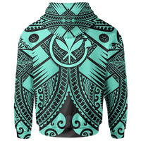 Hawaii Polynesian Zip up Hoodie Turquoise Kanaka Maoli Map - Polynesian Pride
