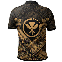 Hawaii Polo Shirt Gold Kanaka Maoli Polynesian Patterns - Polynesian Pride