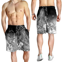 Kosrae Custom Personalised Men's Shorts - Humpback Whale with Tropical Flowers (White) - Polynesian Pride