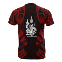 New Caledonia T Shirt New Caledonia Coat Of Arms Polynesian Tattoo Red Style - Polynesian Pride